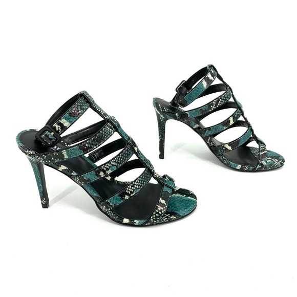 Charles David Shoes - Charles by Charles David Ina Heels Womens Size 8.5 Blue Black Python Strappy NEW